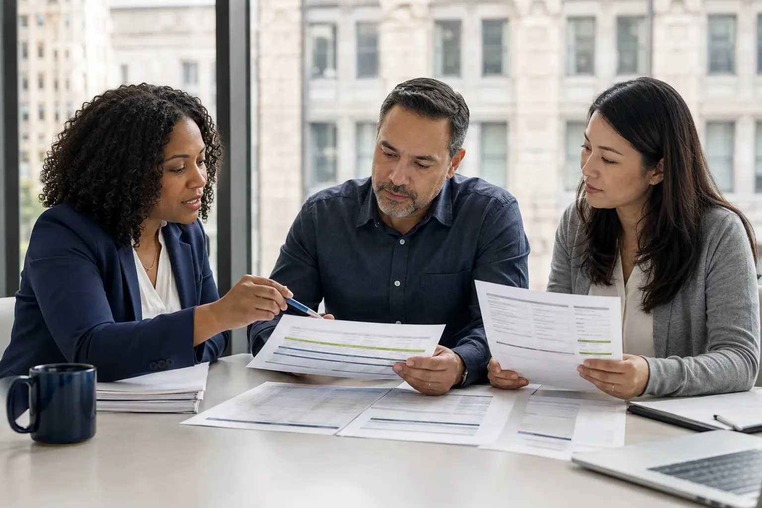 Cook County vendor team reviewing purchase-order and payment records