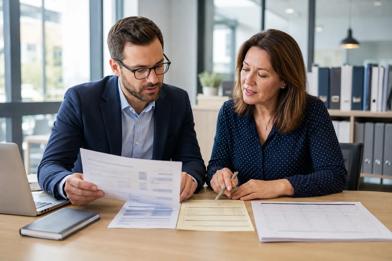 Illinois school district vendor reviewing a board payment calendar and invoice records